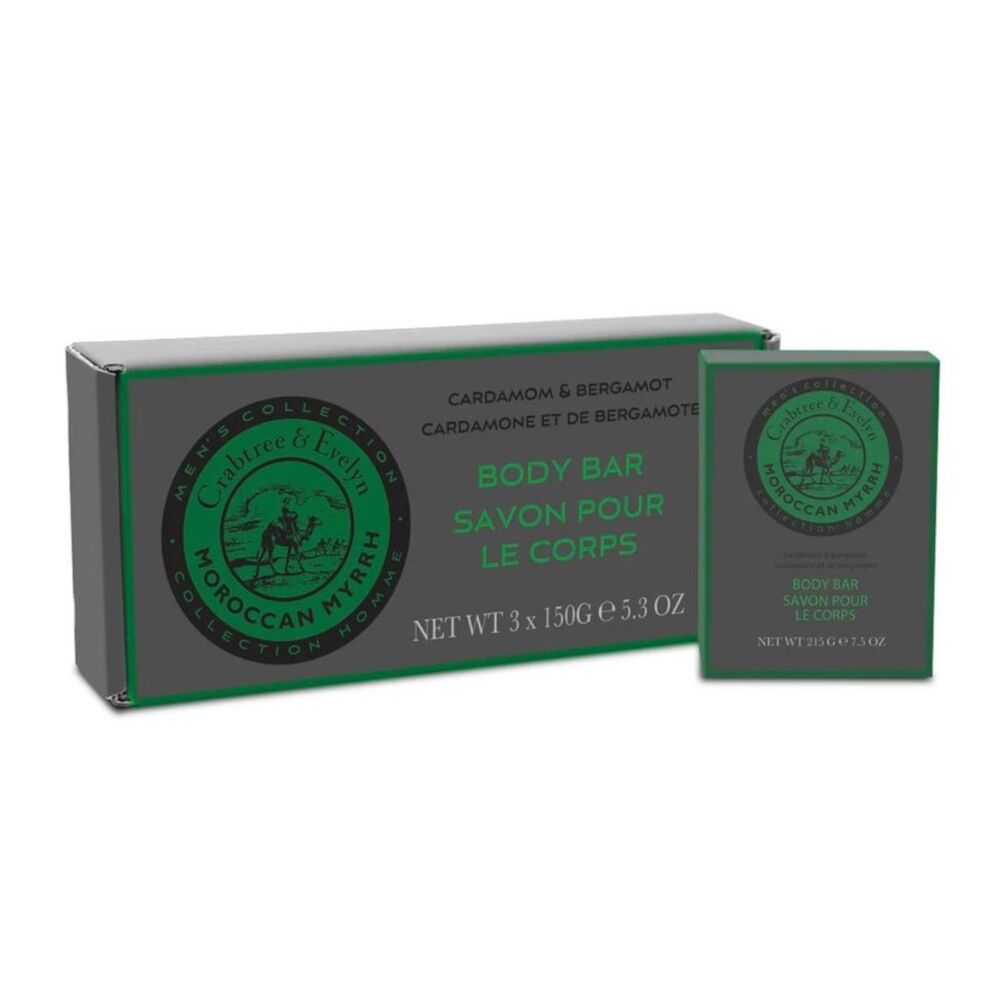 Crabtree & Evelyn MOROCCAN MYRRH Cardamom & Bergamot Men's Body Bar Pack of 3
